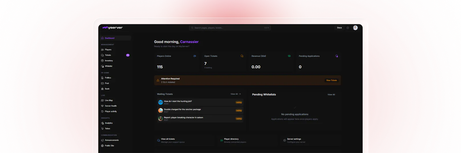 Murphy Platform dashboard