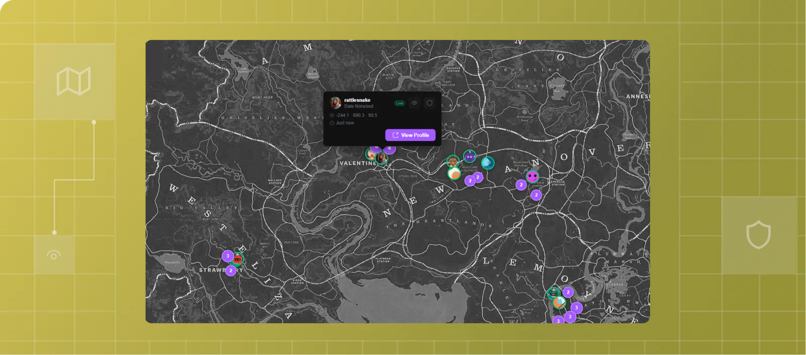 Real-time server activity map in Murphy Platform